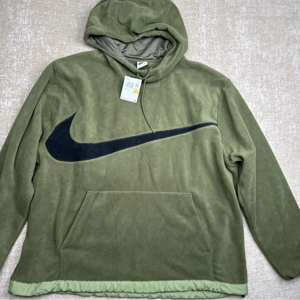 Nike Olive Green Hoodie with Black Swoosh